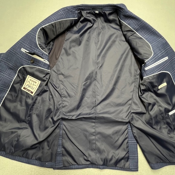 JOS A BANK 1905 Mens Plaid Blazer Jacket Wool Spandex Blue Size 38 Short - Picture 12 of 14